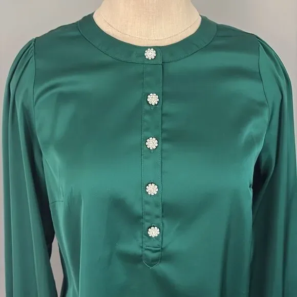 Talbots Rhinestone Holiday Button Blouse Size SP - Picture 3 of 11